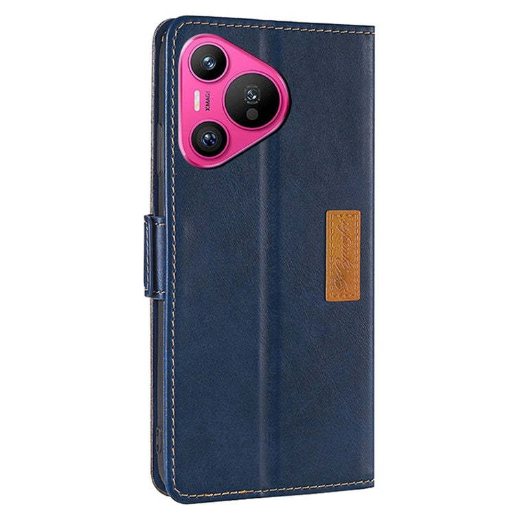 For Huawei Pura 70 Wholesale Phone Case PU Leather Wallet Dual Color Splicing Case Phone Cover - Blue+Grey