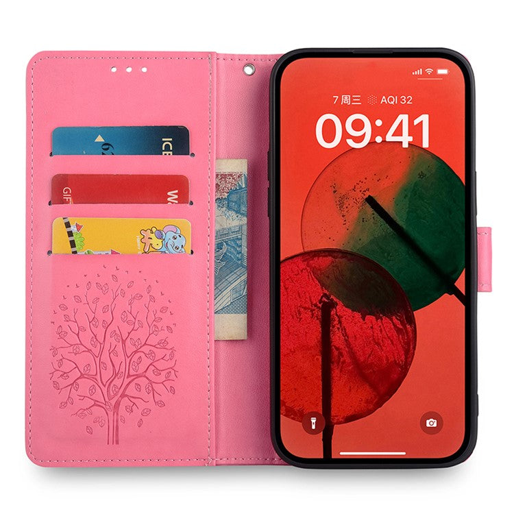 For Huawei Pura 70 Case PU Leather Wallet Phone Cover Tree Deer Imprinted - Pink
