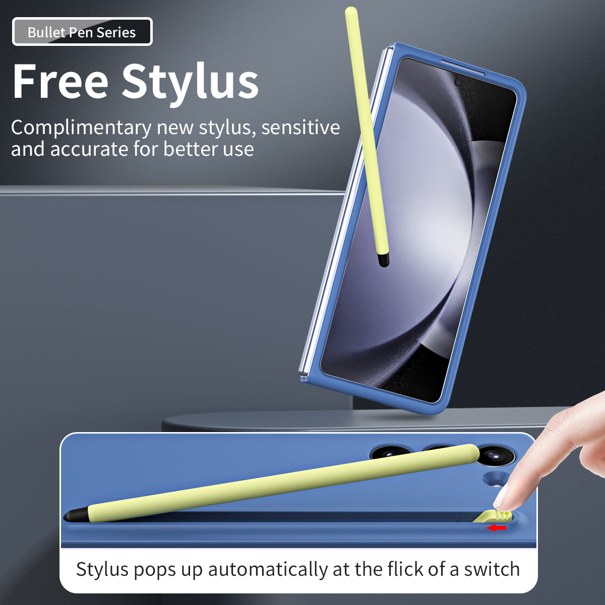 For Galaxy Z Fold6 5G Case Skin-Touch Hard PC Phone Cover with Tempered Glass Film and Stylus - Sky Blue