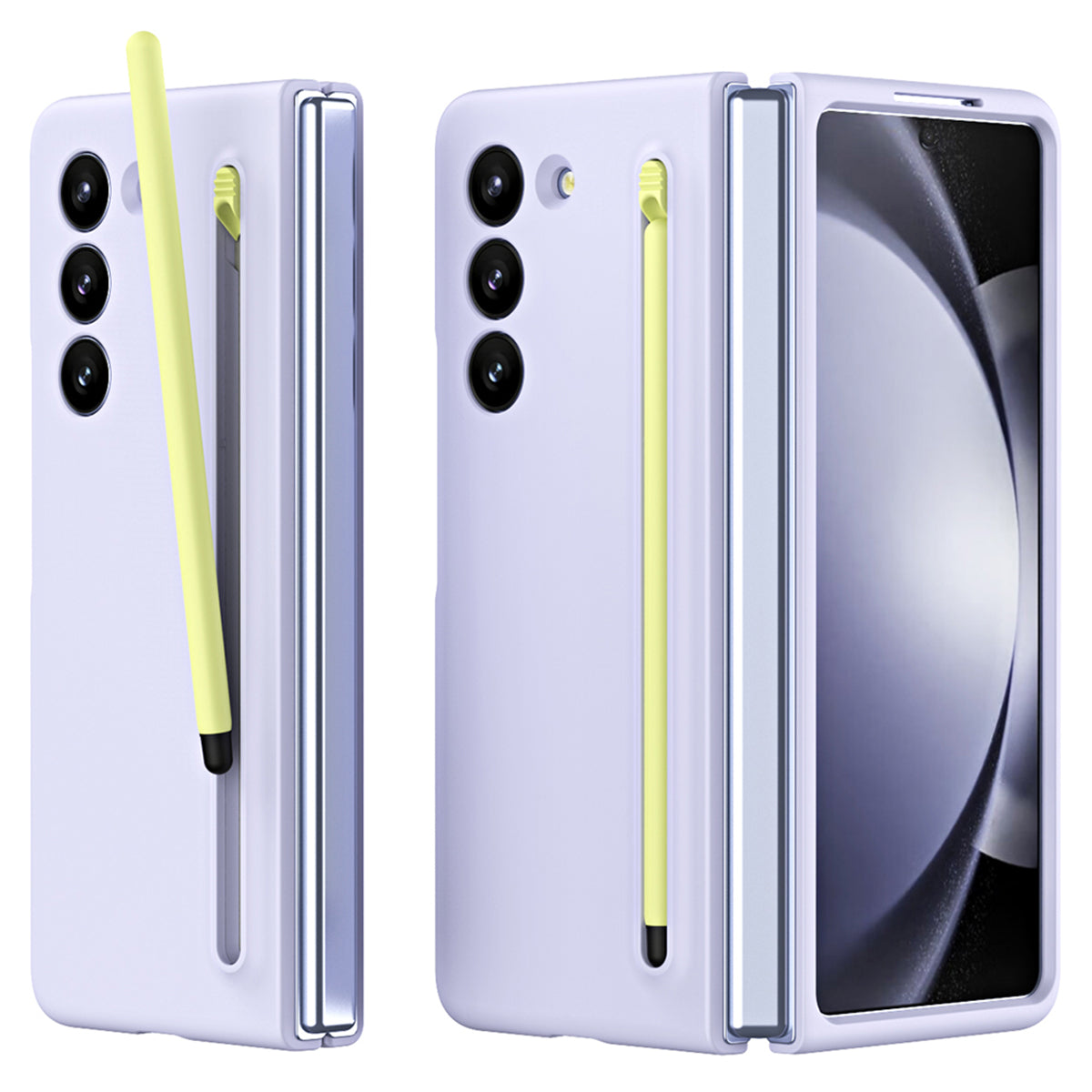 For Galaxy Z Fold6 5G Case Skin-Touch Hard PC Phone Cover with Tempered Glass Film and Stylus - Lavender Purple