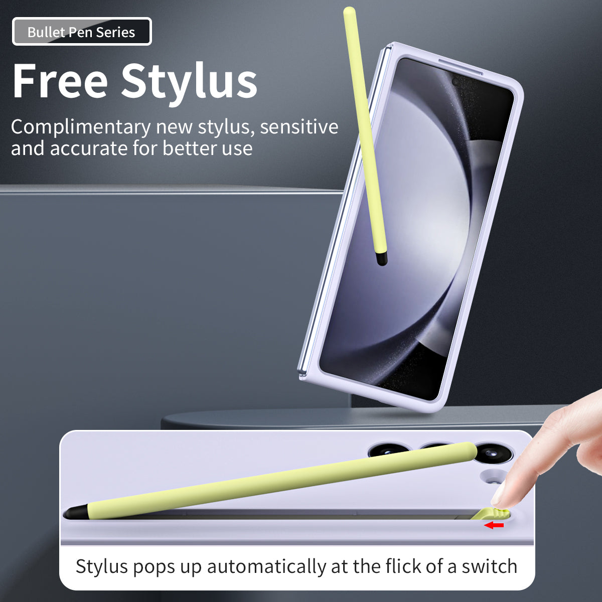 For Galaxy Z Fold6 5G Case Skin-Touch Hard PC Phone Cover with Tempered Glass Film and Stylus - Lavender Purple