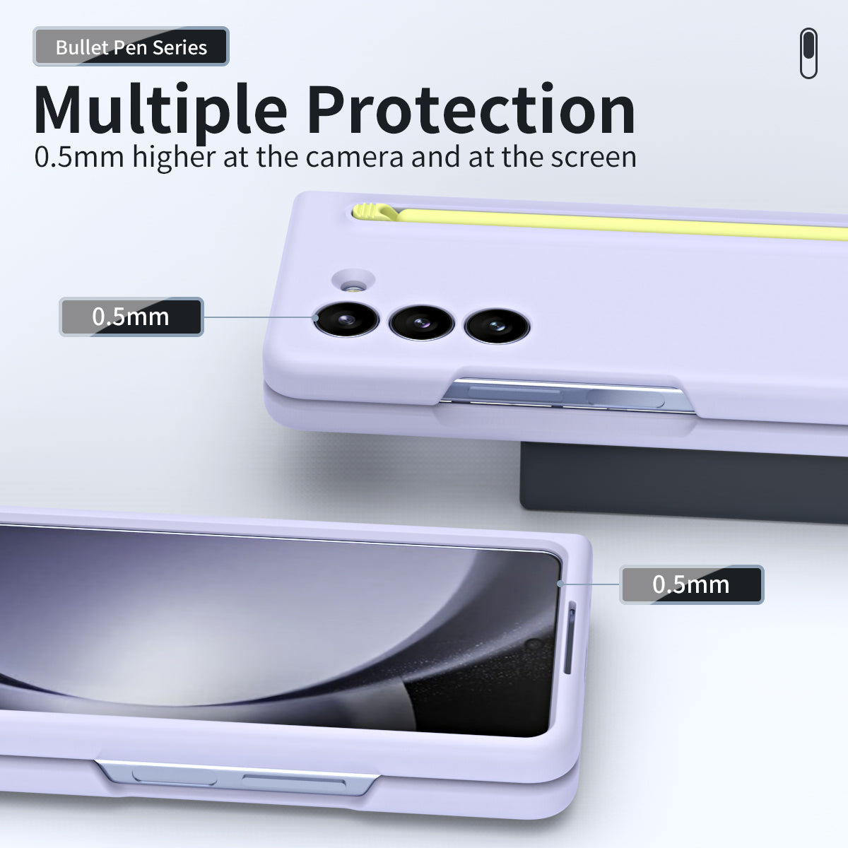 For Galaxy Z Fold6 5G Case Skin-Touch Hard PC Phone Cover with Tempered Glass Film and Stylus - Lavender Purple