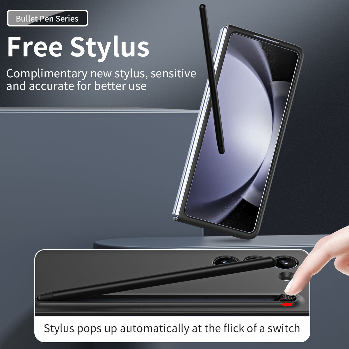 For Galaxy Z Fold6 5G Case Skin-Touch Hard PC Phone Cover with Tempered Glass Film and Stylus - Black
