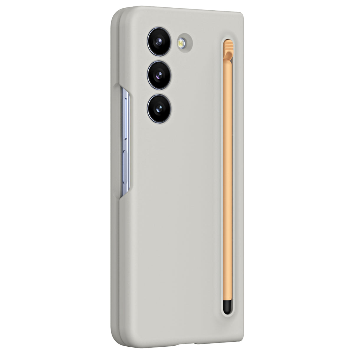 For Galaxy Z Fold6 5G Phone Case Skin-Touch Hard PC Shell with Stylus - Light Grey