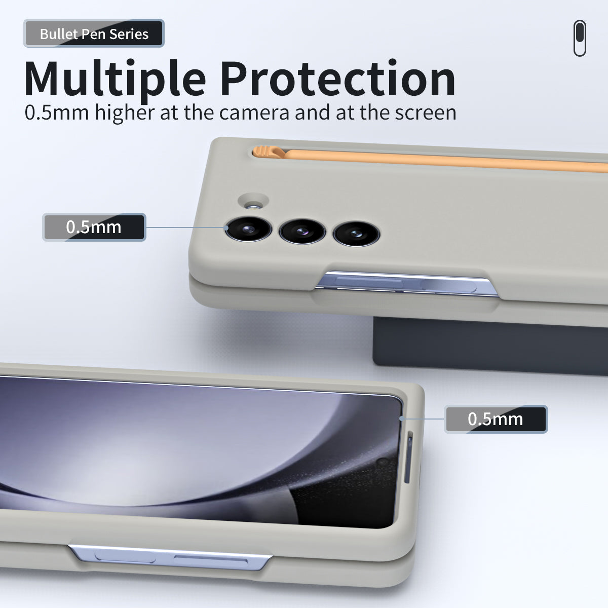 For Galaxy Z Fold6 5G Phone Case Skin-Touch Hard PC Shell with Stylus - Light Grey