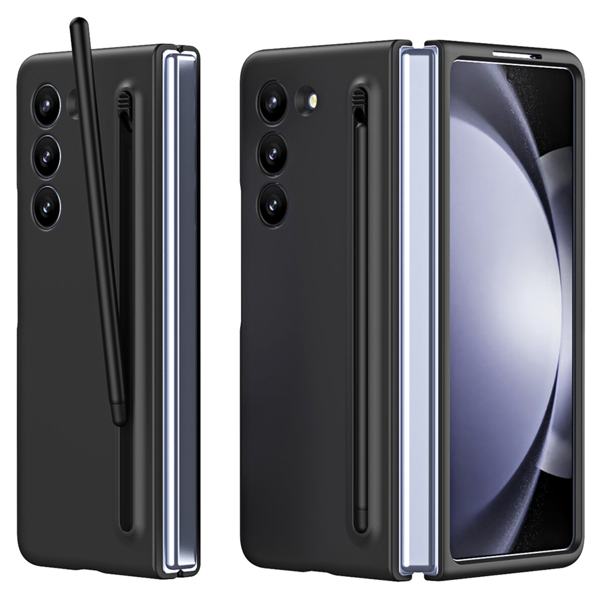 For Galaxy Z Fold6 5G Phone Case Skin-Touch Hard PC Shell with Stylus - Black