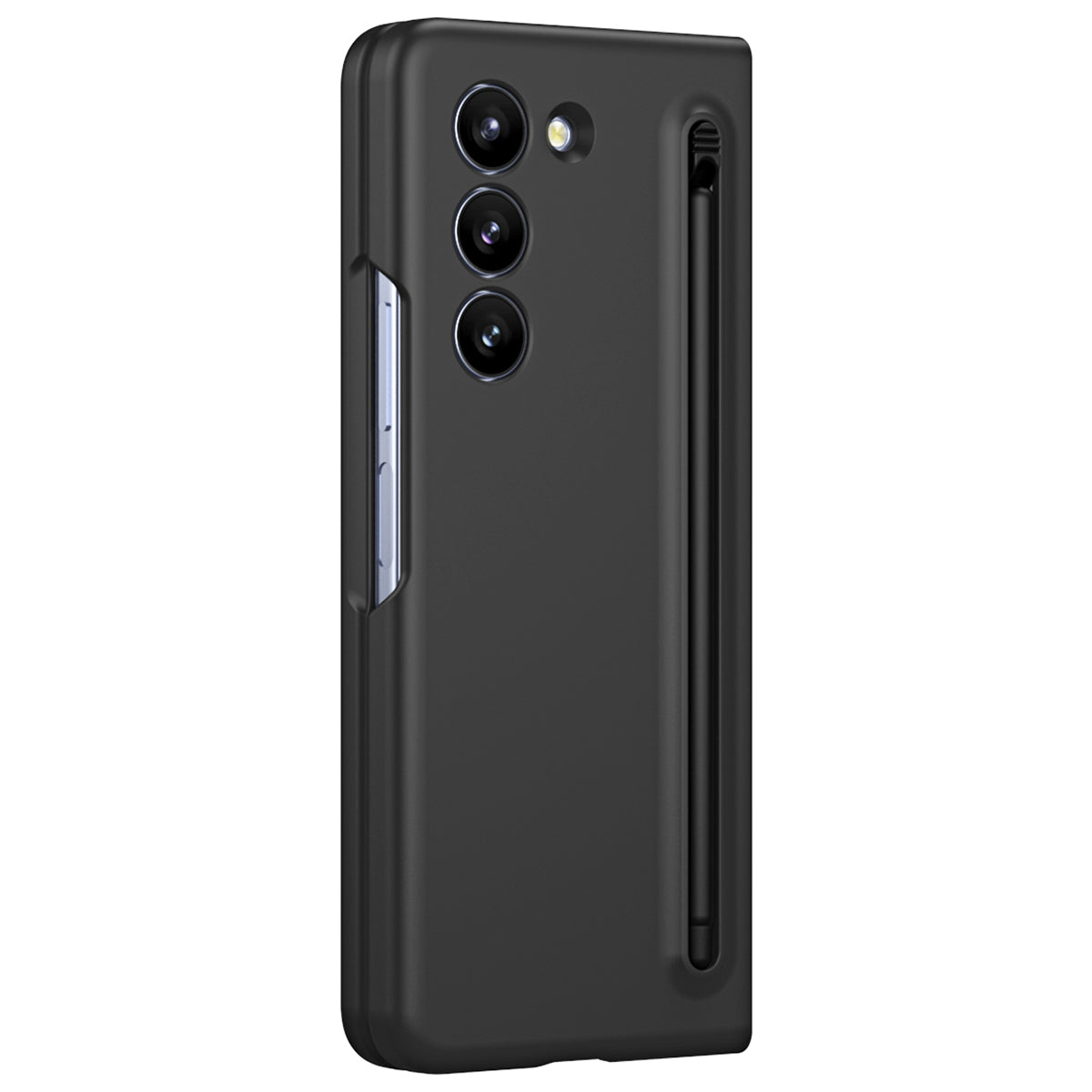 For Galaxy Z Fold6 5G Phone Case Skin-Touch Hard PC Shell with Stylus - Black