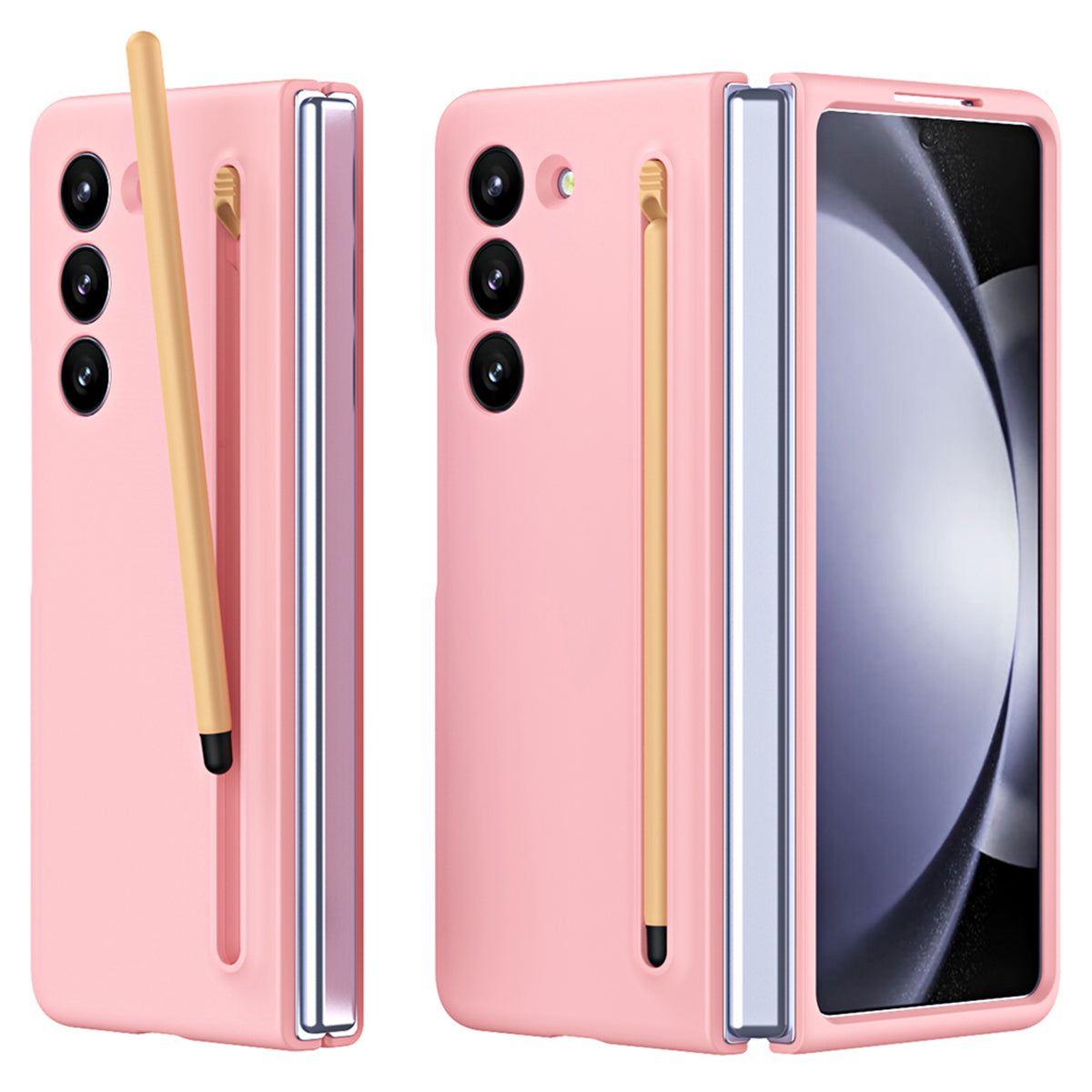 For Galaxy Z Fold6 5G Phone Case Skin-Touch Hard PC Shell with Stylus - Pink