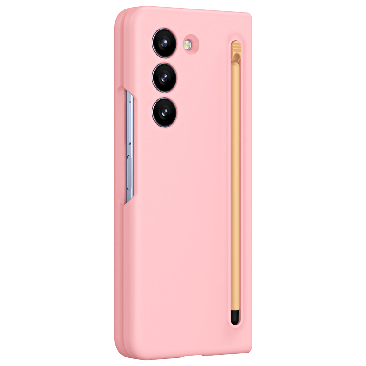 For Galaxy Z Fold6 5G Phone Case Skin-Touch Hard PC Shell with Stylus - Pink