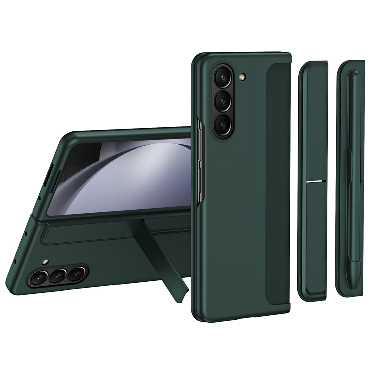 For Samsung Galaxy Z Fold6 5G Case Kickstand Hard PC Slim Phone Cover with Stylus - Green