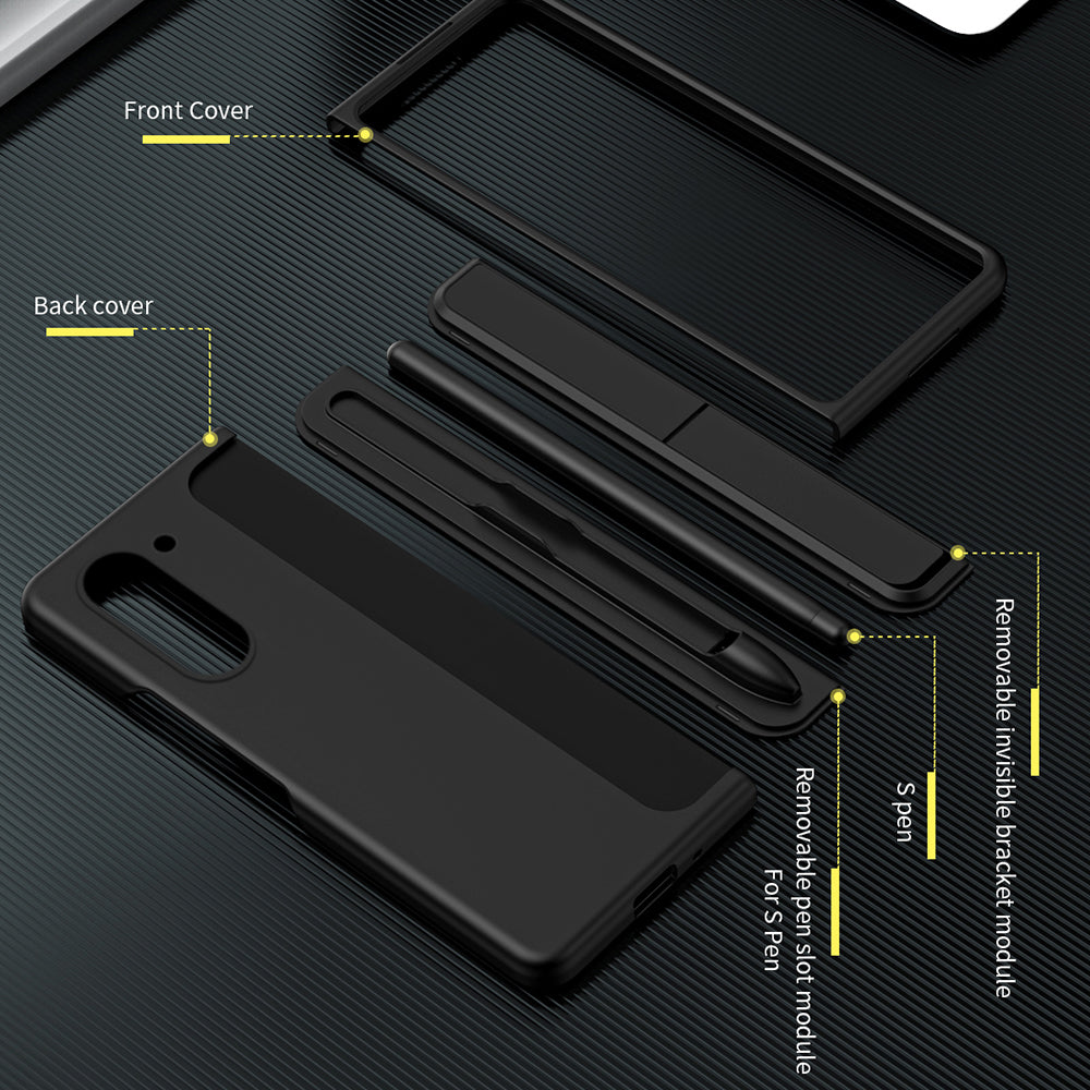 For Samsung Galaxy Z Fold6 5G Case Kickstand Hard PC Slim Phone Cover with Stylus - Black