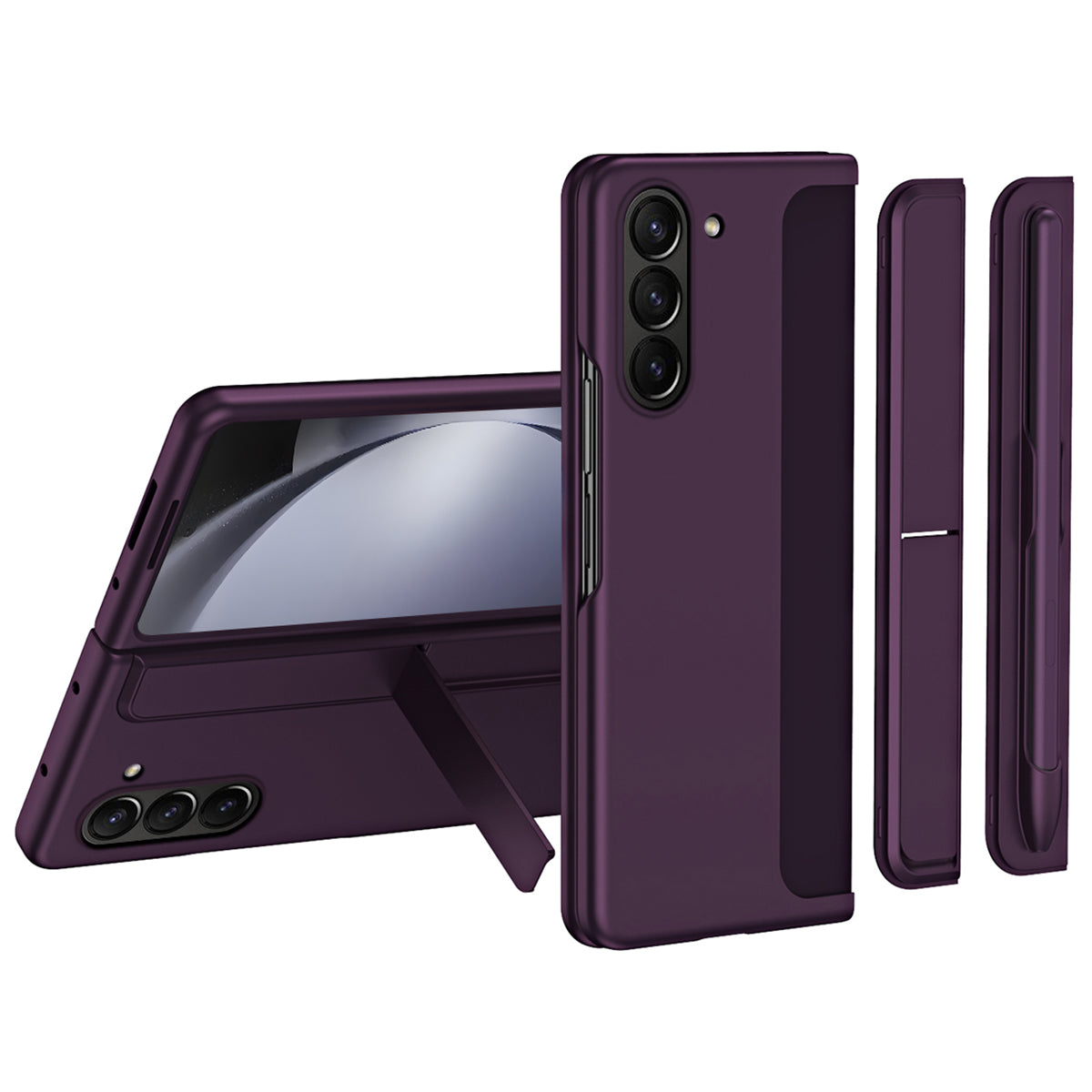 For Samsung Galaxy Z Fold6 5G Case Kickstand Hard PC Slim Phone Cover with Stylus - Wine Red