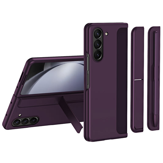 For Samsung Galaxy Z Fold6 5G Case Kickstand Hard PC Slim Phone Cover with Stylus - Wine Red