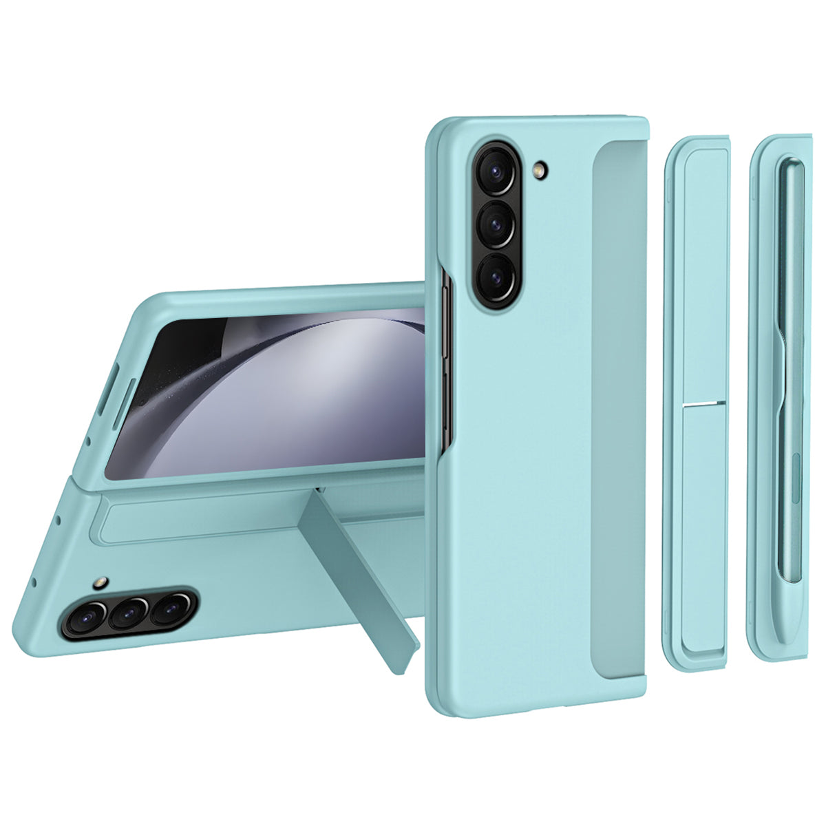 For Samsung Galaxy Z Fold6 5G Case Kickstand Hard PC Slim Phone Cover with Stylus - Baby Blue