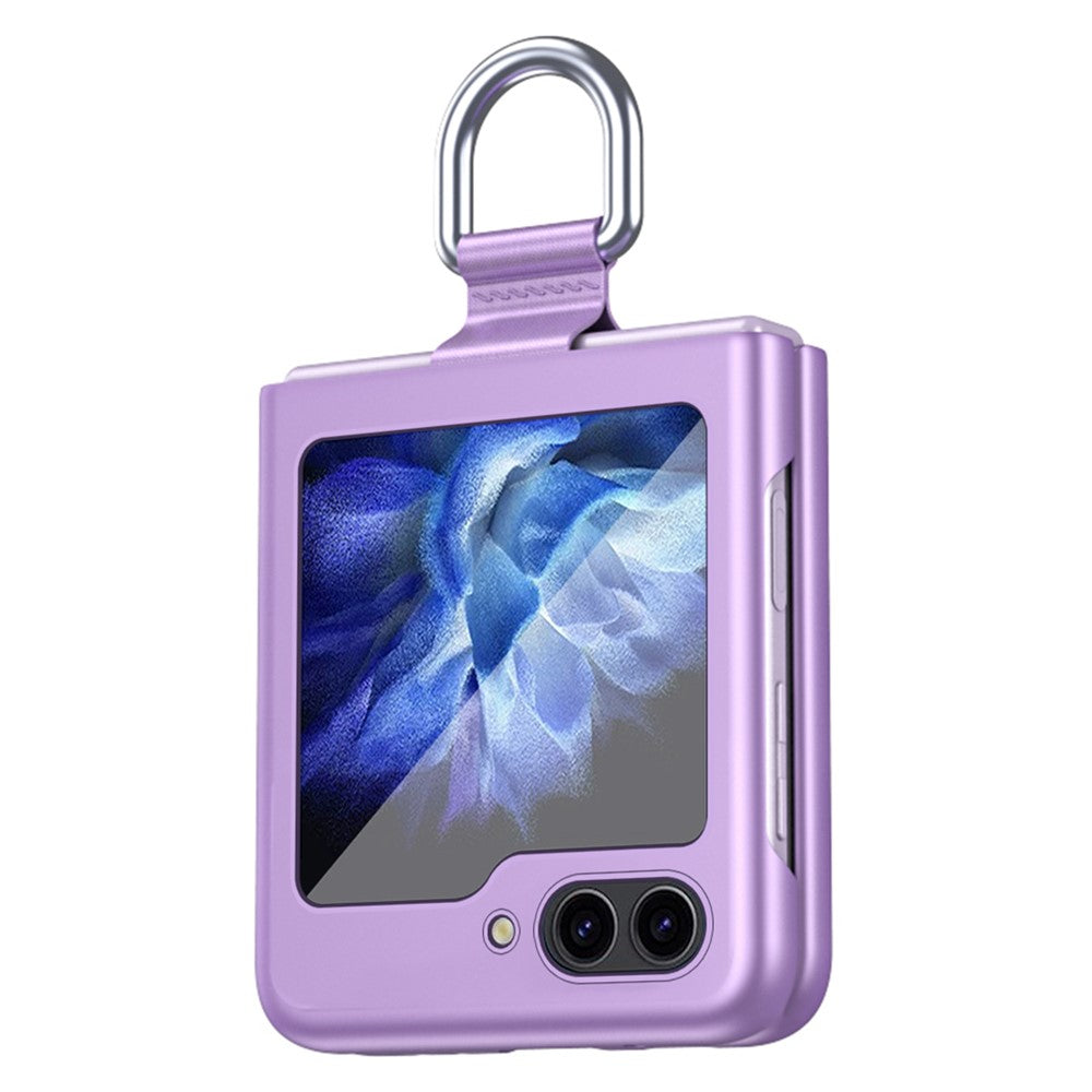 For Samsung Galaxy Z Flip7 FE 5G / Z Flip6 5G / Z Flip5 5G Folded Phone Case Skin-Touch Hard PC Phone Cover with Ring Holder - Purple