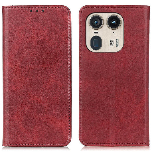For Motorola Edge 50 Ultra 5G / Moto X50 Ultra 5G Wallet Case Split Leather Magnetic Closing Phone Cover - Red