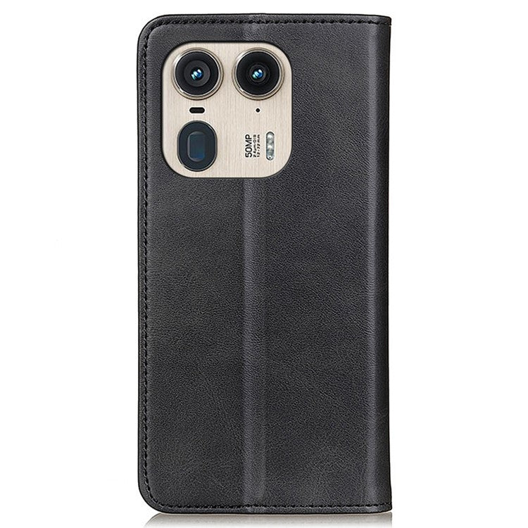 For Motorola Edge 50 Ultra 5G / Moto X50 Ultra 5G Wallet Case Split Leather Magnetic Closing Phone Cover - Black