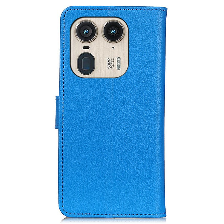 For Motorola Edge 50 Ultra 5G / Moto X50 Ultra 5G Case with Card Holder Slots Leather Litchi Texture Phone Cover - Blue