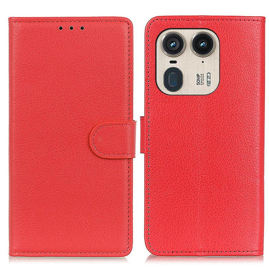 For Motorola Edge 50 Ultra 5G / Moto X50 Ultra 5G Case with Card Holder Slots Leather Litchi Texture Phone Cover - Red