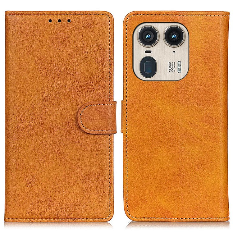 For Motorola Edge 50 Ultra 5G / Moto X50 Ultra 5G Case PU Leather Wallet Folio Flip Phone Cover - Brown