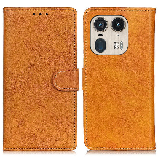 For Motorola Edge 50 Ultra 5G / Moto X50 Ultra 5G Case PU Leather Wallet Folio Flip Phone Cover - Brown