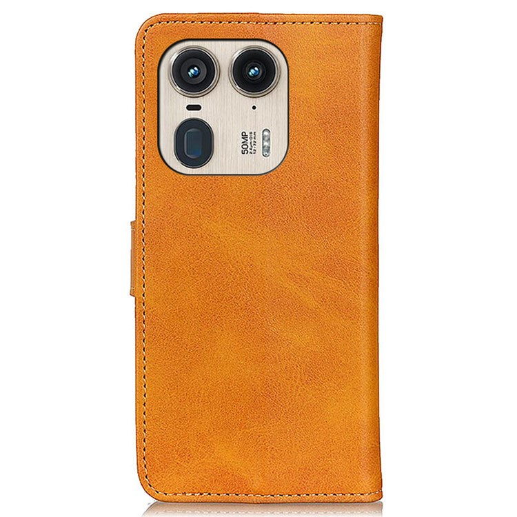 For Motorola Edge 50 Ultra 5G / Moto X50 Ultra 5G Case PU Leather Wallet Folio Flip Phone Cover - Brown