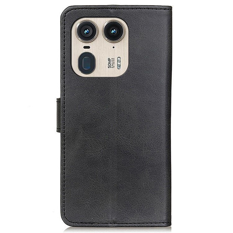 For Motorola Edge 50 Ultra 5G / Moto X50 Ultra 5G Case PU Leather Wallet Folio Flip Phone Cover - Black