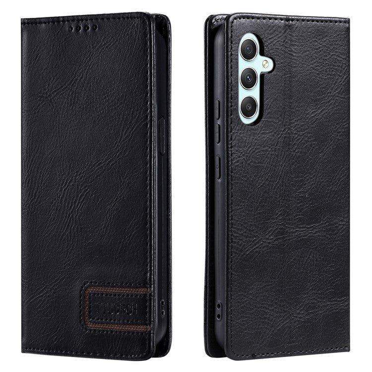 TTUDRCH Style 007 For Samsung Galaxy M55 5G / C55 5G / F55 5G Leather Wallet Case RFID Blocking Phone Cover - Black
