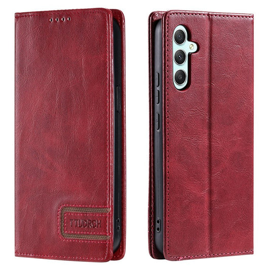 TTUDRCH Style 007 For Samsung Galaxy M55 5G / C55 5G / F55 5G Leather Wallet Case RFID Blocking Phone Cover - Wine Red