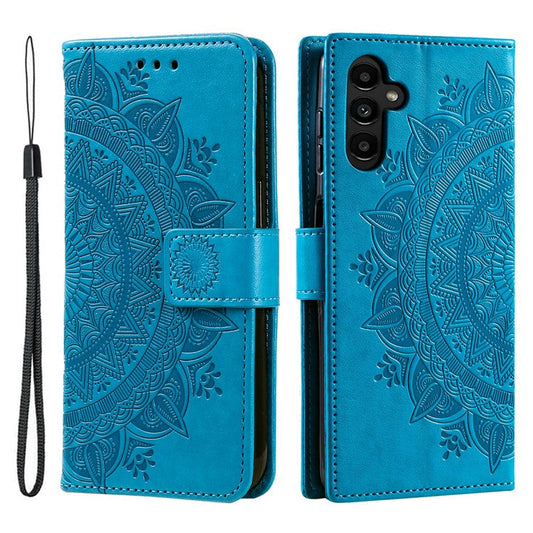 For Samsung Galaxy M55 5G / C55 5G / F55 5G Wholesale Phone Cases Full Protection Leather Wallet Phone Cover with Strap - Blue
