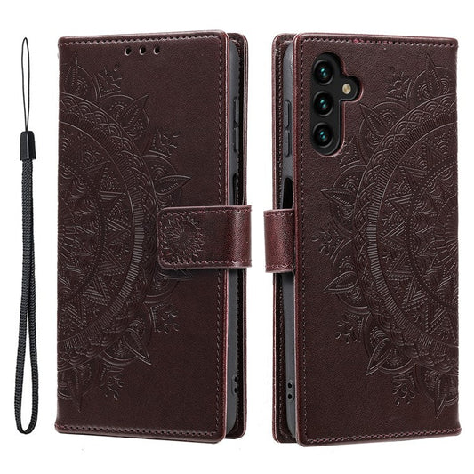 For Samsung Galaxy M55 5G / C55 5G / F55 5G Wholesale Phone Cases Full Protection Leather Wallet Phone Cover with Strap - Brown