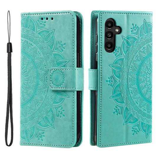 For Samsung Galaxy M55 5G / C55 5G / F55 5G Wholesale Phone Cases Full Protection Leather Wallet Phone Cover with Strap - Green