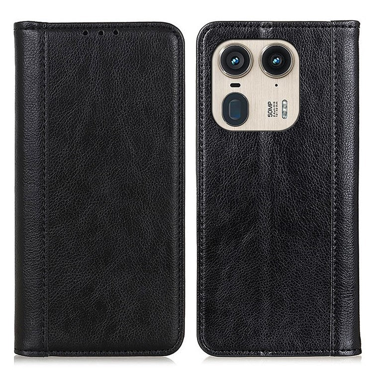 For Motorola Edge 50 Ultra 5G / Moto X50 Ultra 5G Case Split Leather Litchi Texture Cover with Magnetic Closure