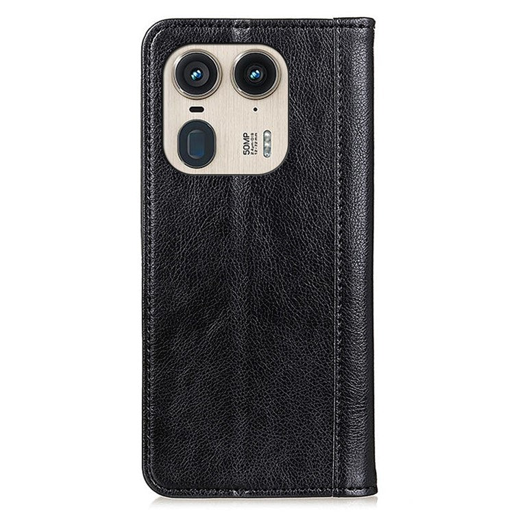 For Motorola Edge 50 Ultra 5G / Moto X50 Ultra 5G Case Split Leather Litchi Texture Cover with Magnetic Closure