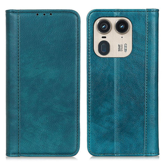 For Motorola Edge 50 Ultra 5G / Moto X50 Ultra 5G Case Split Leather Litchi Texture Protective Cover with Magnetic Closure - Green