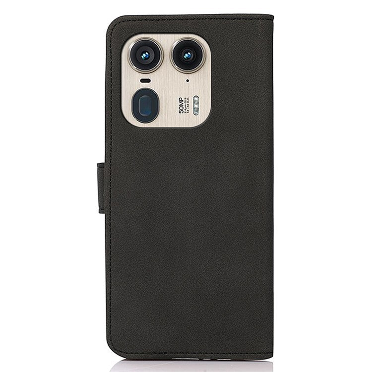 KHAZNEH For Motorola Edge 50 Ultra 5G / Moto X50 Ultra 5G Magnetic Case Texture Leather Soft Touch Mobile Phone Cover - Black