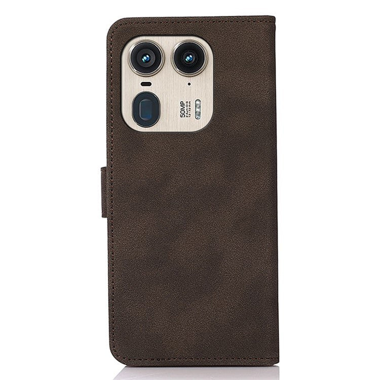 KHAZNEH For Motorola Edge 50 Ultra 5G / Moto X50 Ultra 5G Magnetic Case Texture Leather Soft Touch Mobile Phone Cover - Brown