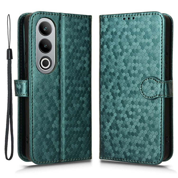 For OnePlus Nord CE4 5G / Oppo K12 Leather Case Dot Pattern Card Holder Stand Phone Cover - Green
