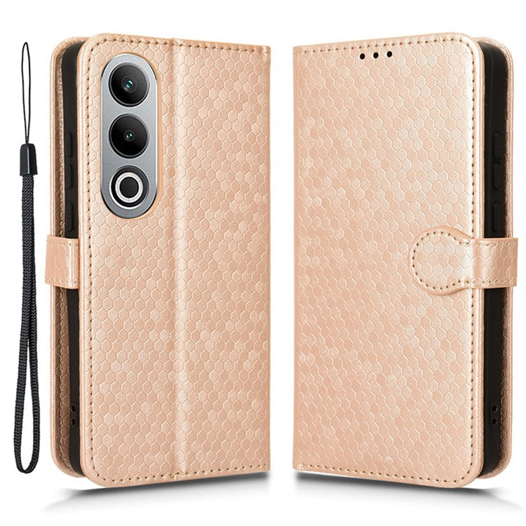 For OnePlus Nord CE4 5G / Oppo K12 Leather Case Dot Pattern Card Holder Stand Phone Cover - Rose Gold