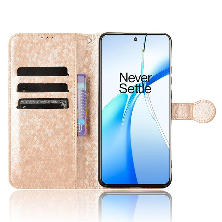For OnePlus Nord CE4 5G / Oppo K12 Leather Case Dot Pattern Card Holder Stand Phone Cover - Rose Gold