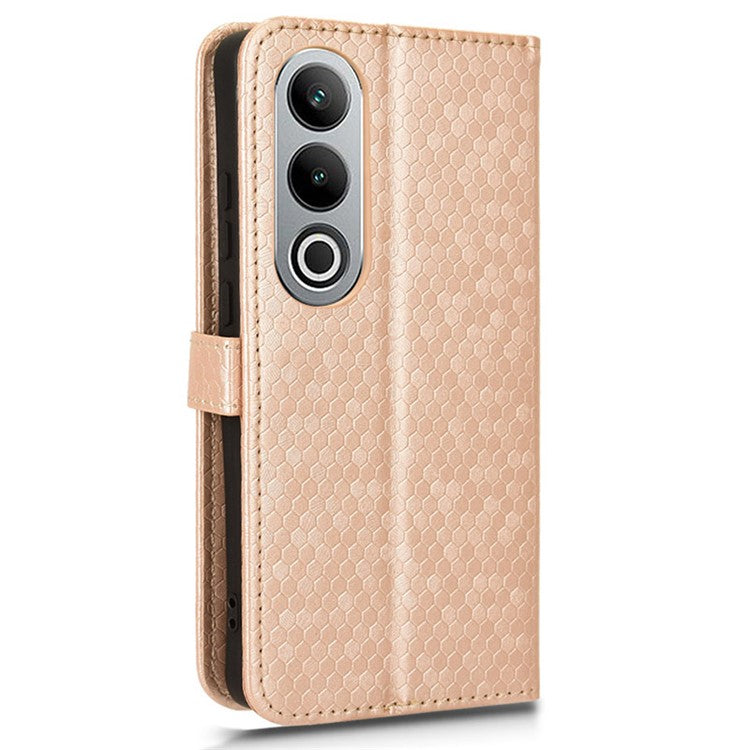 For OnePlus Nord CE4 5G / Oppo K12 Leather Case Dot Pattern Card Holder Stand Phone Cover - Rose Gold