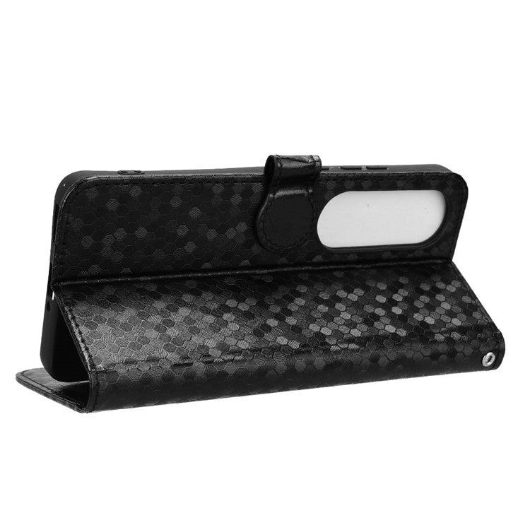 For OnePlus Nord CE4 5G / Oppo K12 Leather Case Dot Pattern Card Holder Stand Phone Cover - Black