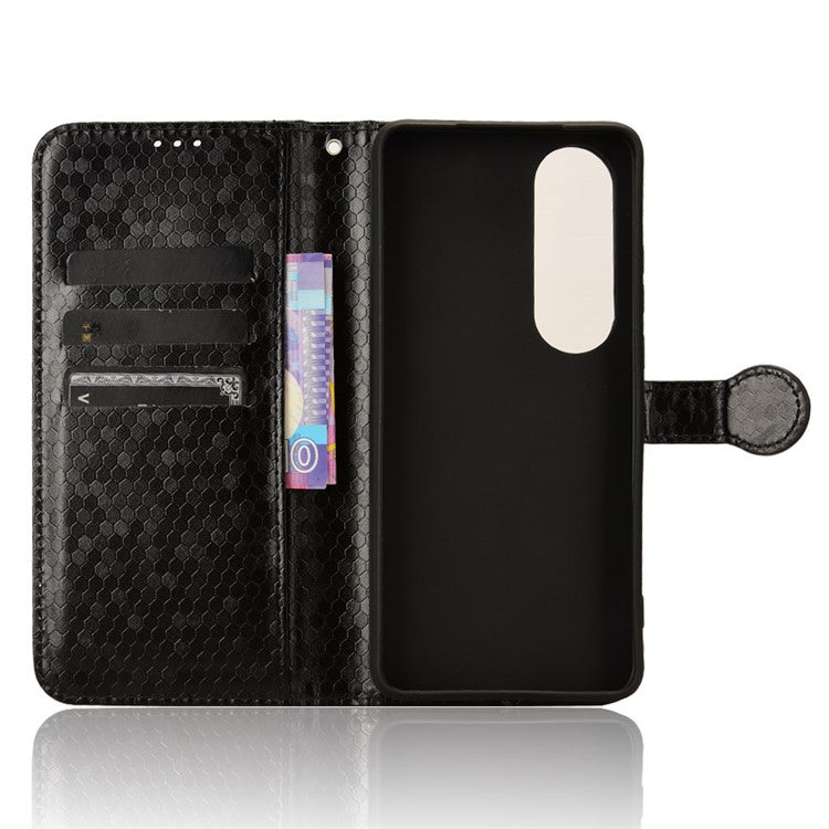 For OnePlus Nord CE4 5G / Oppo K12 Leather Case Dot Pattern Card Holder Stand Phone Cover - Black