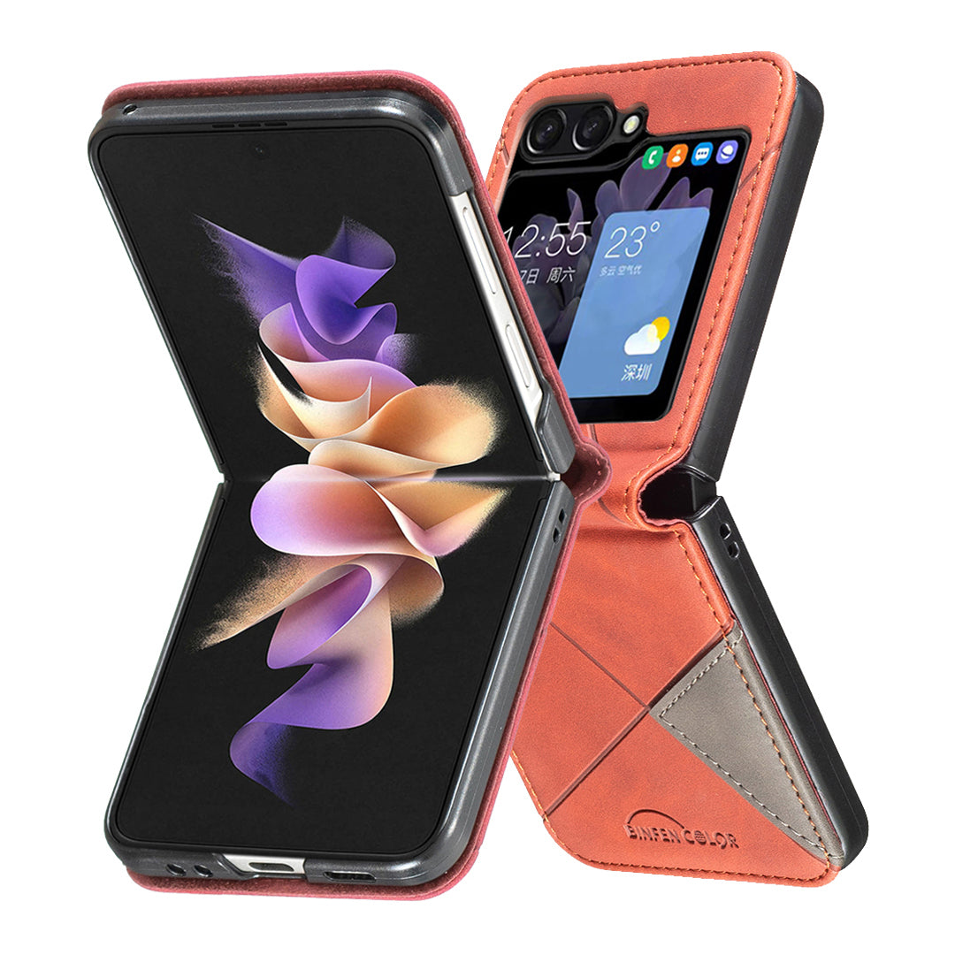 For Samsung Galaxy Z Flip6 5G Case Fall Proof Phone Cover Geometric Imprinted - Brown