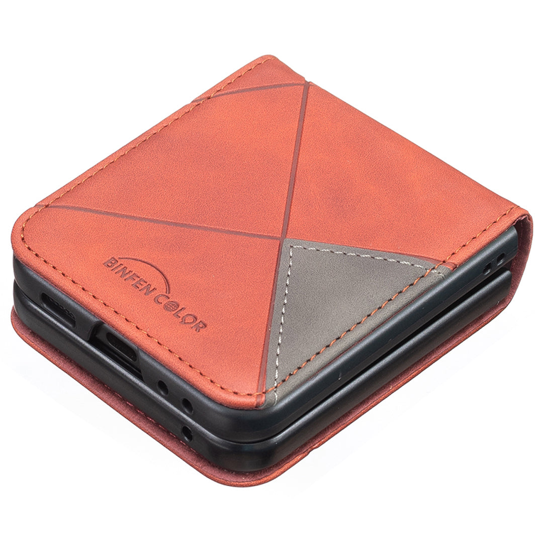 For Samsung Galaxy Z Flip6 5G Case Fall Proof Phone Cover Geometric Imprinted - Brown