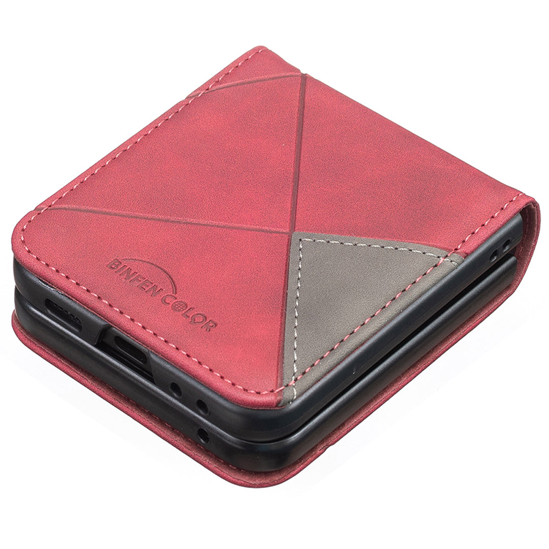 For Samsung Galaxy Z Flip6 5G Case Fall Proof Phone Cover Geometric Imprinted - Red