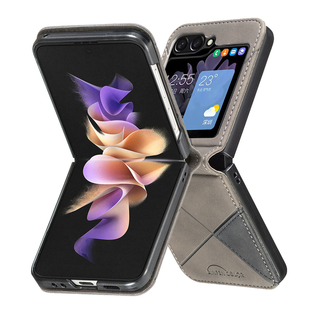 For Samsung Galaxy Z Flip6 5G Case Fall Proof Phone Cover Geometric Imprinted - Grey