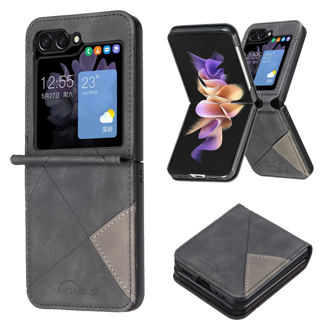 For Samsung Galaxy Z Flip6 5G Case Fall Proof Phone Cover Geometric Imprinted - Black