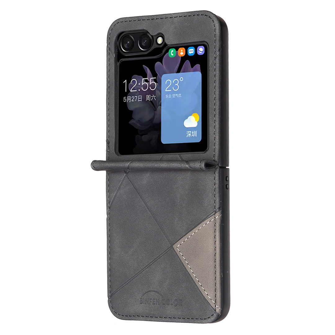 For Samsung Galaxy Z Flip6 5G Case Fall Proof Phone Cover Geometric Imprinted - Black