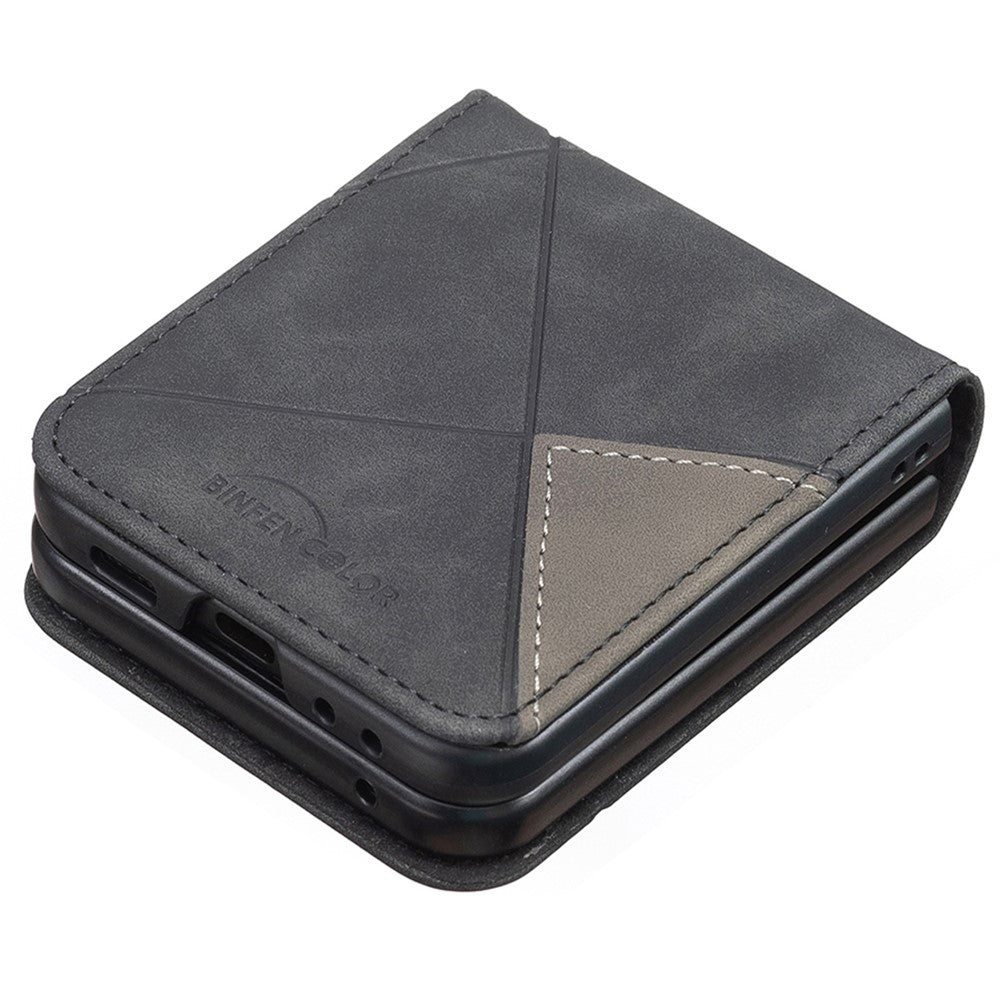 For Samsung Galaxy Z Flip7 FE 5G / Z Flip6 5G / Z Flip5 5G Case Fall Proof Phone Cover Geometric Imprinted - Black